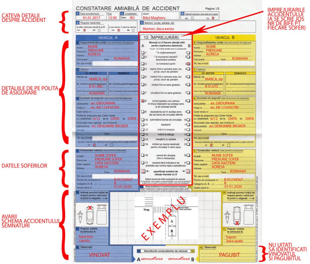 constatare amiabila model 
